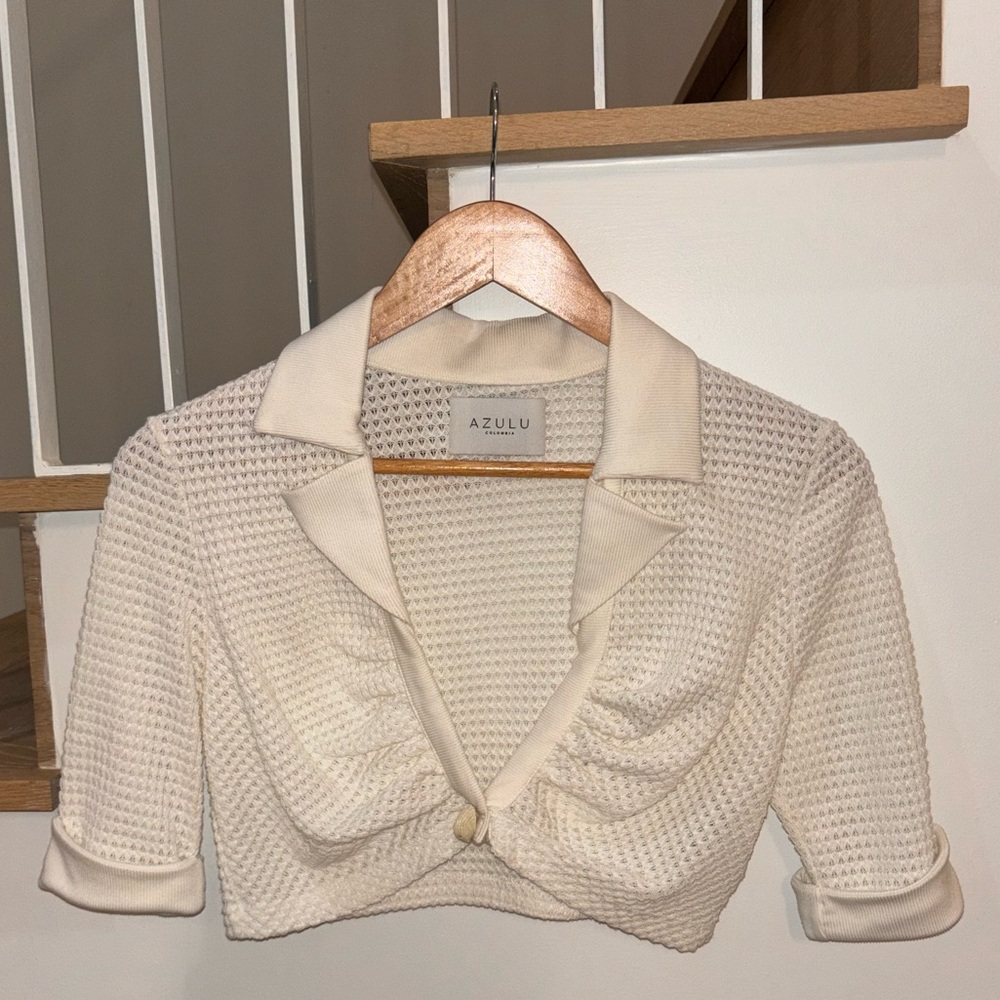 Crochet crop top AZULU, white size Small